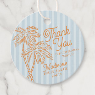 Étiquettes Cadeau Bleu Palm Spring Pastel Plage Enterrement de Vie d