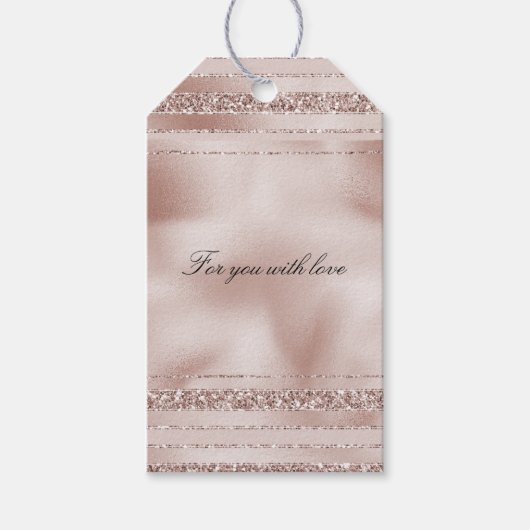 Étiquettes-cadeau Bleu Parties scintillant rose rayures (Devant)