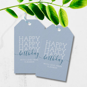 Étiquettes-cadeau Bleu pastel moderne Beaux-cadeaux d'anniversaire