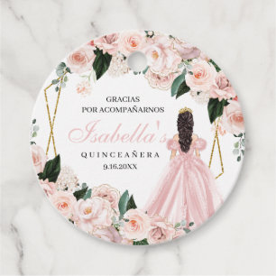 Étiquettes Cadeau Bleu rose Floral Quinceanera Cercle Favoriser les 