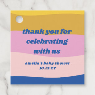 Étiquettes Cadeau Bleu rose Jaune Personnalisé Baby shower mignon Me