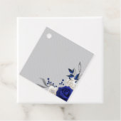 Étiquettes Cadeau bleu royal fleurs blanches argent feuilles préféré (En situation)