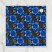 Étiquettes Cadeau Bleu Royal, Noir et Fleurs Argentées (Dos)