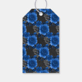 Étiquettes-cadeau Bleu Royal, Noir et Fleurs Argentées (Dos)