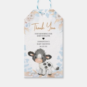 Étiquettes-cadeau Bleu Saint Vache Baby shower Favoriser Tags