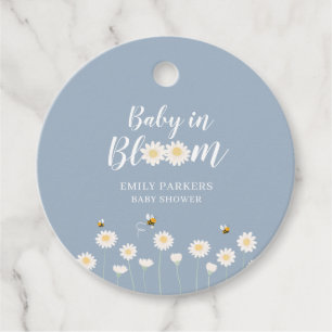 Étiquettes Cadeau Bleu Simple Boho Daisy Floral Bébé En Fleur Douche