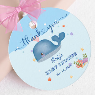 Étiquettes Cadeau Bleu sous la mer Bébé garçon Douche baleine