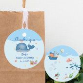 Étiquettes Cadeau Bleu sous la mer Bébé garçon Douche baleine