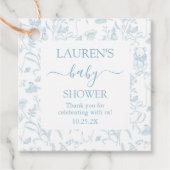 Étiquettes Cadeau Bleu Toile Ours Baby shower Garçon (Devant)