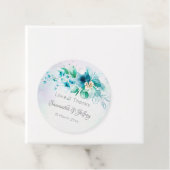 Étiquettes Cadeau Bleu turquoise fleurs vertes cadeaux de mariage fl (En situation)