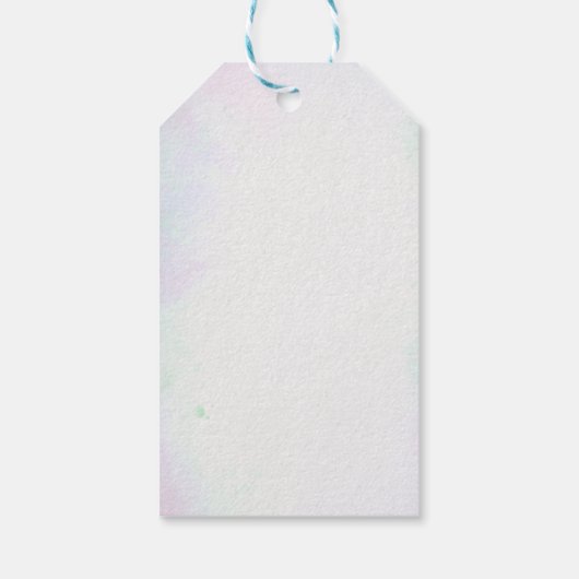 Étiquettes-cadeau Bleu turquoise fleurs vertes fleurs florales cadea (Dos)