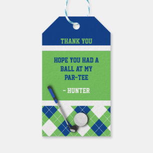 Étiquettes-cadeau Bleu, Vert, Blanc Jacquard Golf Thème Favoriser