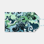 Étiquettes-cadeau Bleu, Vert et Blanc tourbillons Abstrait Fluid Art (Devant (Horizontal))