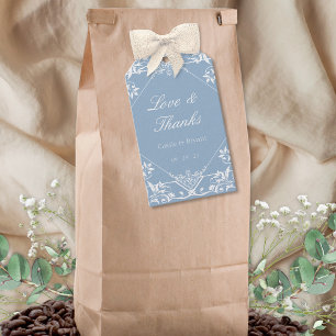 Étiquettes-cadeau Bleu vintage Amour et Merci Mariage Favor Tags