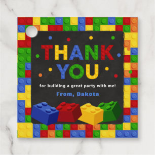 Étiquettes Cadeau Blocs de bâtiment colorés Anniversaire Favoriser T
