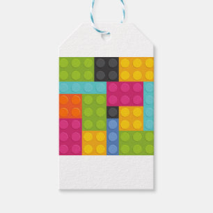 Étiquettes-cadeau blocs de construction rose
