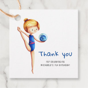 Étiquettes Cadeau Blond Girl Gymnastique Anniversaire Merci
