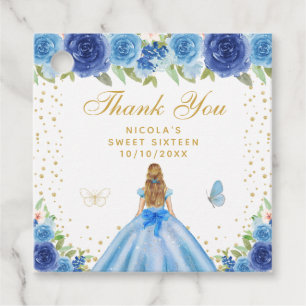 Étiquettes Cadeau Blonde aux Cheveux Blonds Fleur Bleue Princesse Do