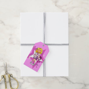 Étiquettes-cadeau Blonde chevelure fille star fête rose en faveur ét