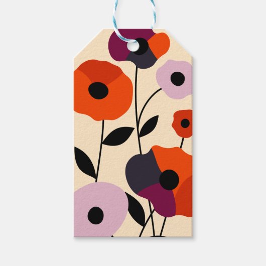 Étiquettes-cadeau Bloom minimal du pavot (Devant)