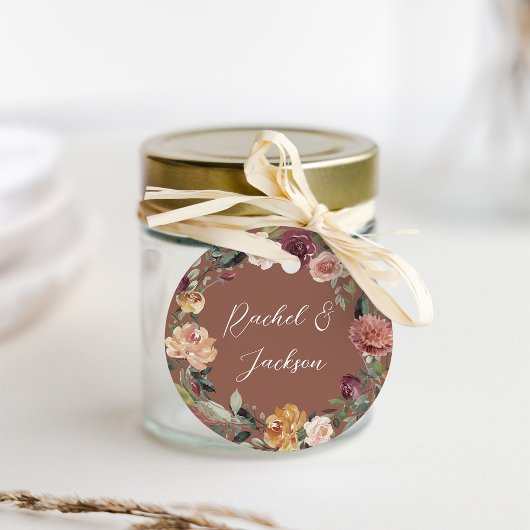 Étiquettes Cadeau Bloom rustique | Mariage de couronne d'aquarelle