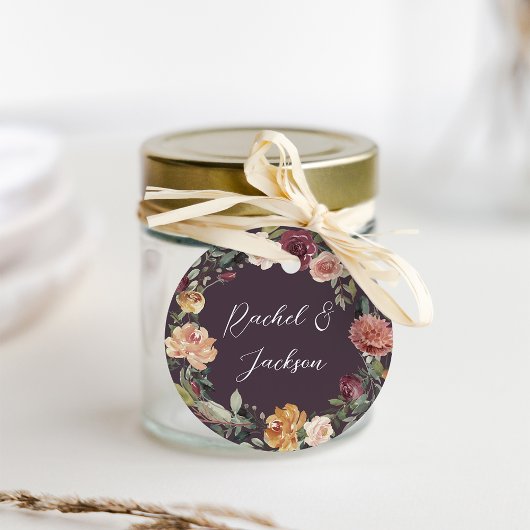 Étiquettes Cadeau Bloom rustique | Mariage de couronne d'aquarelle