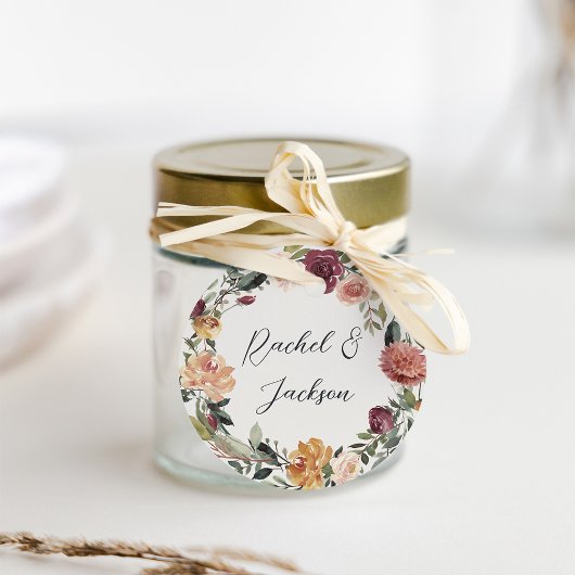 Étiquettes Cadeau Bloom rustique | Mariage de couronne d'aquarelle