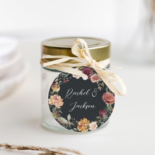 Étiquettes Cadeau Bloom rustique | Mariage de couronne d'aquarelle