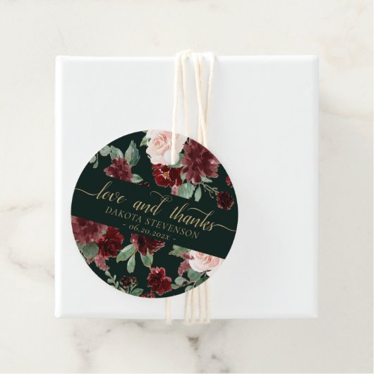 Étiquettes Cadeau Bloom rustique | Terracotta Marsala Amour et Merci (En situation)