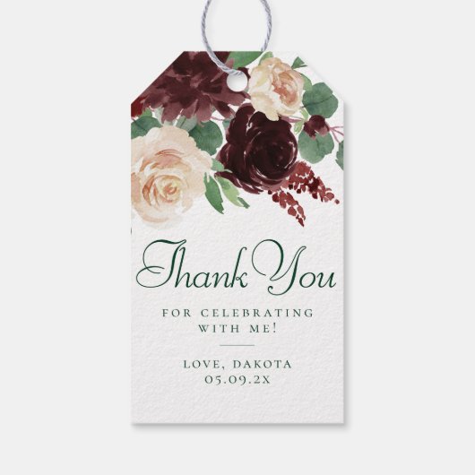 Étiquettes-cadeau Blooms rustiques | Terracotta et Marsala Merci (Dos)