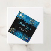Étiquettes Cadeau Blue Alcohol Ink Birthday Party (En situation)