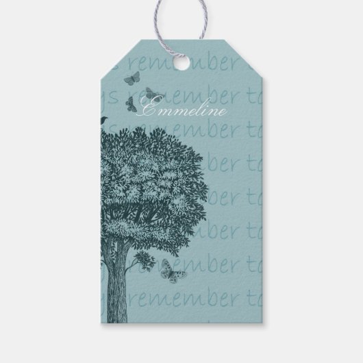 Étiquettes-cadeau Blue Birds Papillons Dream Tree (Devant)