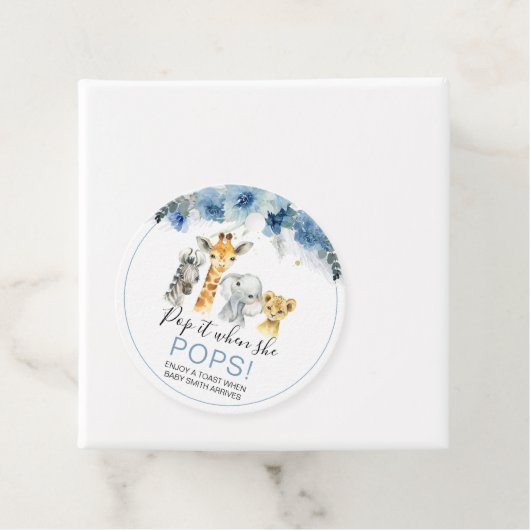 Étiquettes Cadeau Blue Boho Floral Safari Baby shower Pop It (En situation)