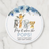 Étiquettes Cadeau Blue Boho Floral Safari Baby shower Pop It (Devant)