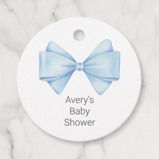 Étiquettes Cadeau Blue Bow Modern Boy Baby shower (Devant)