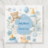 Étiquettes Cadeau Blue Bundle Joy : Teddy Bear Baby Boy Douche (Devant)