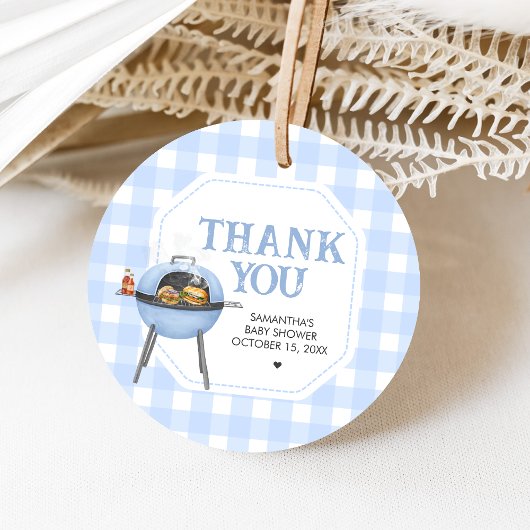 Étiquettes Cadeau Blue Burger BBQ Baby Shower