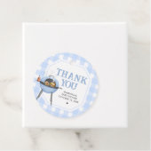 Étiquettes Cadeau Blue Burger BBQ Baby Shower (En situation)