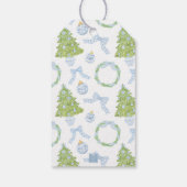 Étiquettes-cadeau Blue Chinoiserie Arbre de Noël Monogram Crest (Dos)