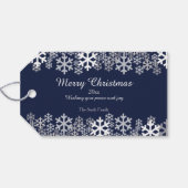 Étiquettes-cadeau Blue Christmas Snowflakes Motifs salutations (Dos (Horizontal))