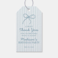 Blue Coquette Bow Pastel rayé Anniversaire Favoris