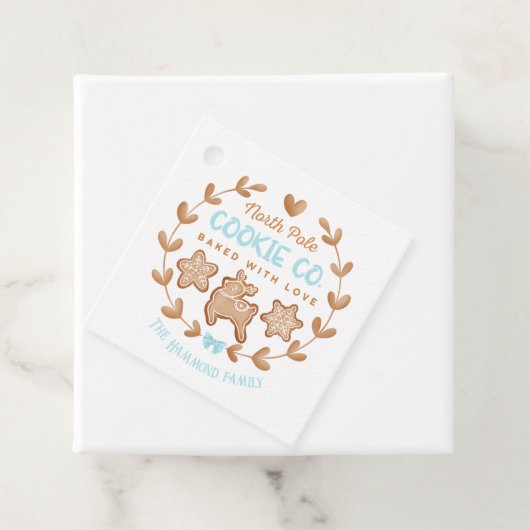Étiquettes Cadeau Blue Cute pain d'épices Noël Cookies Exchange (En situation)