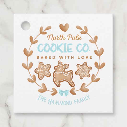 Étiquettes Cadeau Blue Cute pain d'épices Noël Cookies Exchange (Devant)