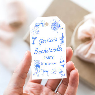 Étiquettes-cadeau Blue Disco Cocktail Bachelorette Party