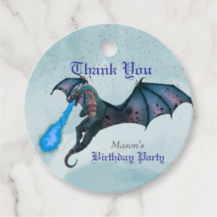 Étiquettes Cadeau Blue Dragon Anniversaire Merci