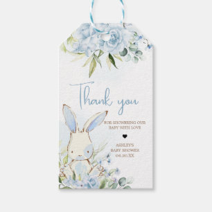 Étiquettes-cadeau Blue Floral Lapin Lapin Baby shower Favoriser les 