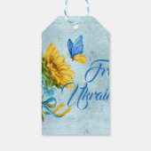 Étiquettes-cadeau Blue Free Ukraine Tournesol & Papillon (Dos)