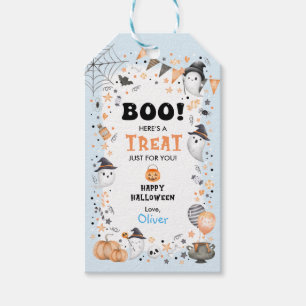 Étiquettes-cadeau Blue Ghost Happy Halloween Boy Birthday Party