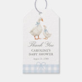 Étiquettes-cadeau Blue Gingham Silly Goose Baby Shower (Devant)