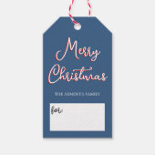 Étiquettes-cadeau Blue Holly Jolly Joyeux Noël Nom de famille (Devant)